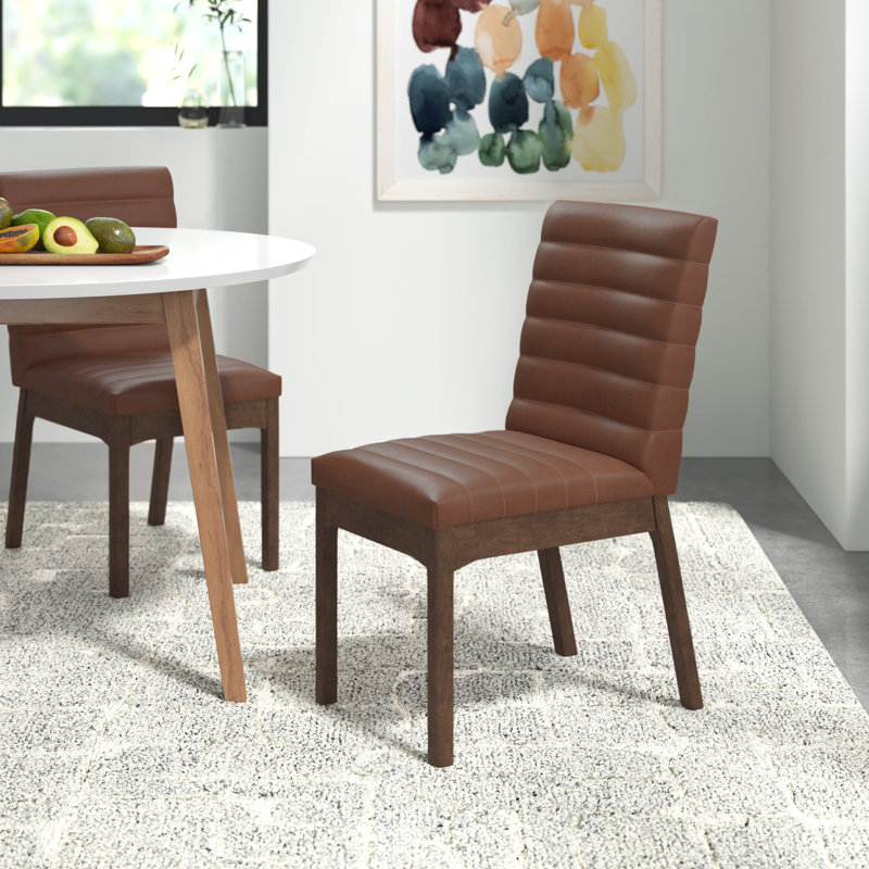 Angalina 19'' H Faux Leather Upholstered Side Chair, Brown