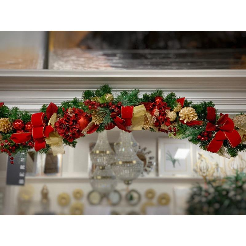 Red And Gold Magnolia Garland