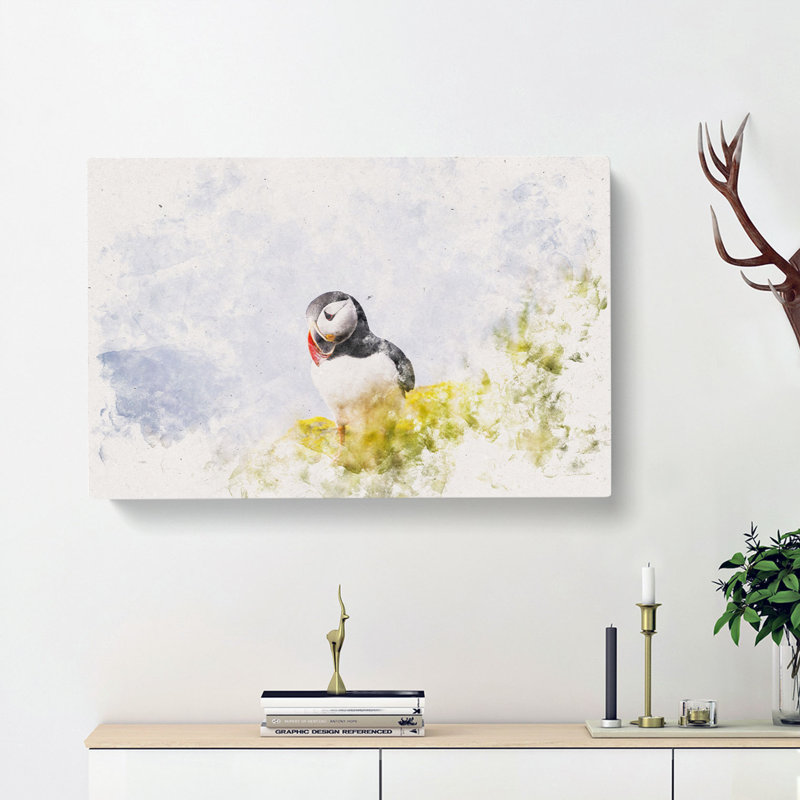 Lone Atlantic Puffin - Wrapped Canvas Print, 40cm H x 60cm W x 3cm D