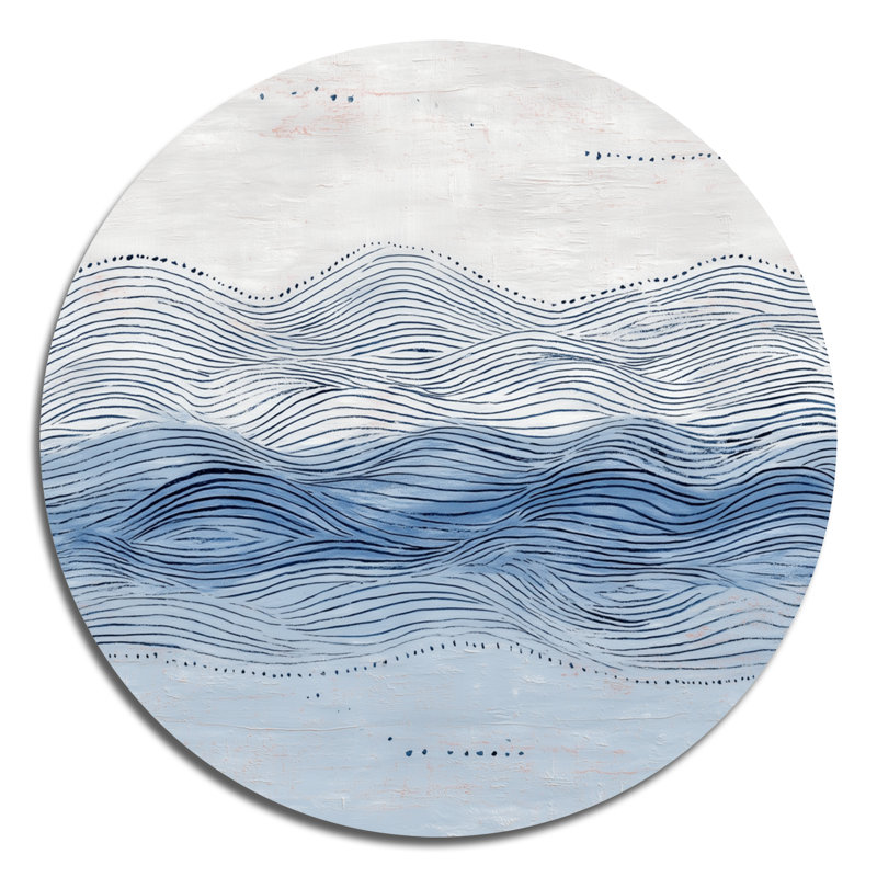 Décoration murale ronde bleue et grise - Minimalisme, L 36 po x H 36 po