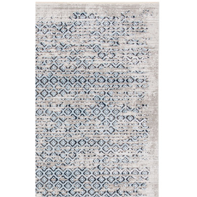 Geometric Ivory/Blue Area Rug