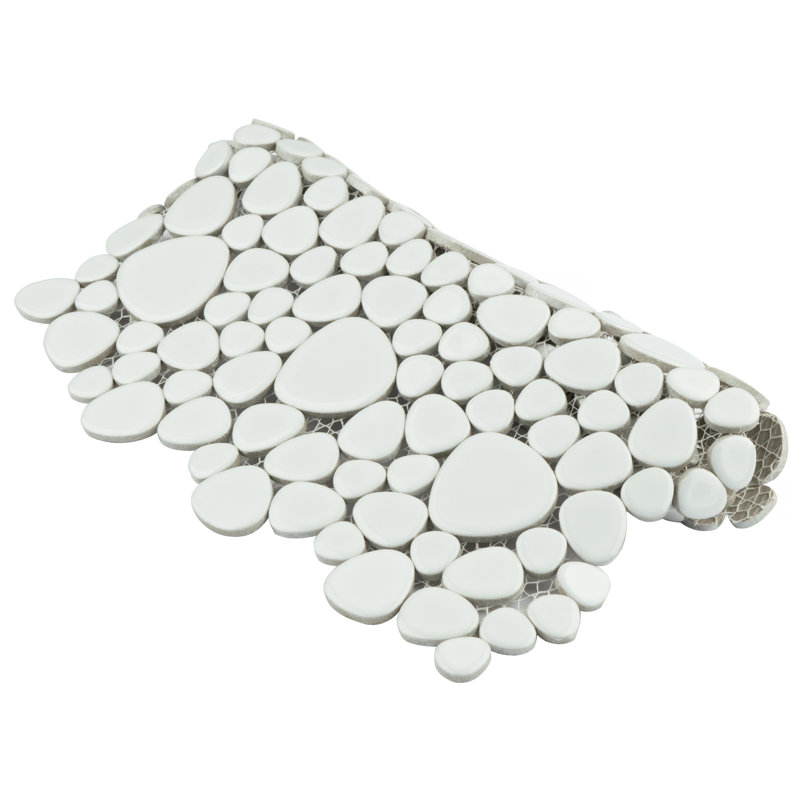Carreau de mur et de plancher en porcelaine 11 "x 11" Pebble, Blanc