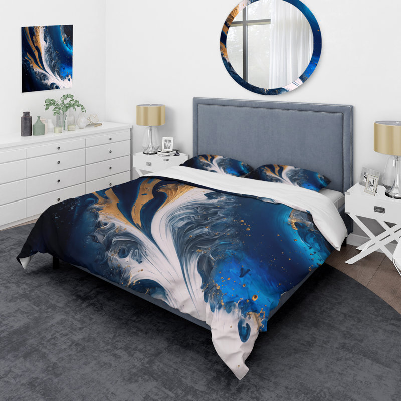 Ice Paint Splash III - Ensemble de housse de couette en spirale moderne - Polyester en microfibre