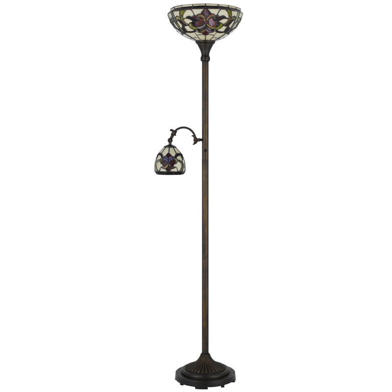 Lampadaire Tiffany en bronze, 180 cm de haut, style victorien, avec lampe de lecture réglable de 40 W.