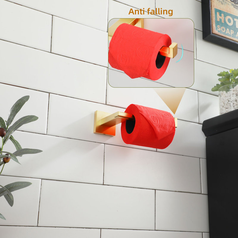 Toilet Paper Holder Wall Mount , Brushed Gold