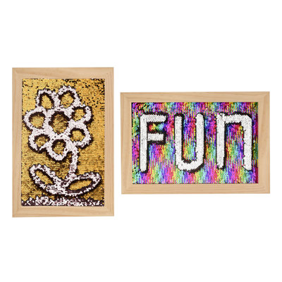 2-Pack Reversible Sequin Sensory Wall Panel for Kids – 16" x 12" Interactive Tactile Sequin Fabric with Wood Frame, Ideal for Sensory Play, Calming & Therapeutic Use