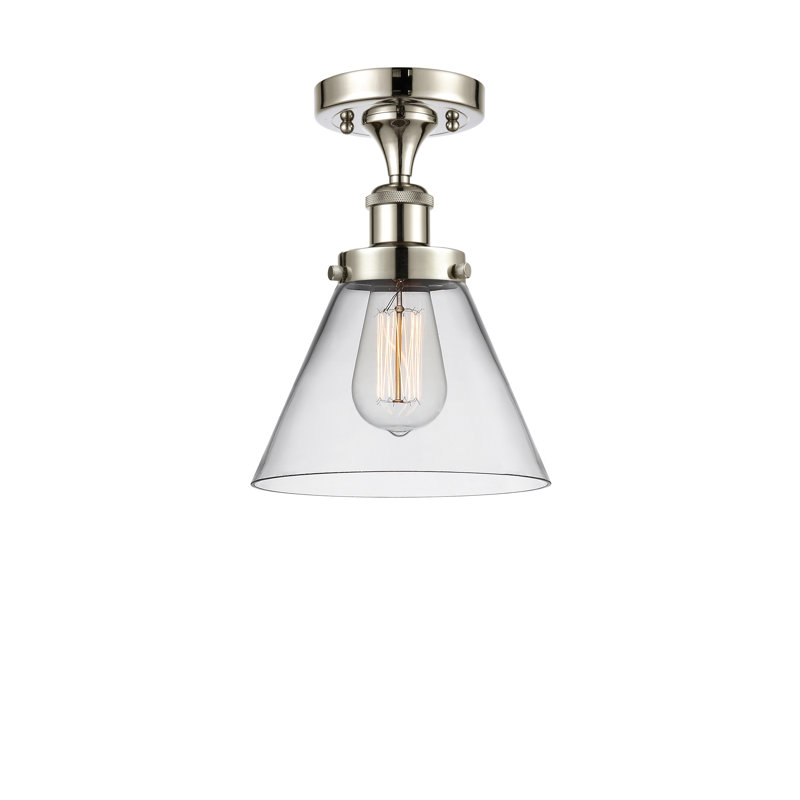 Plafonnier semi-encastré 1 lumière Ballston Urban Cone, H 13 po x l 8 po x P 8 po, Clair, Nickel poli
