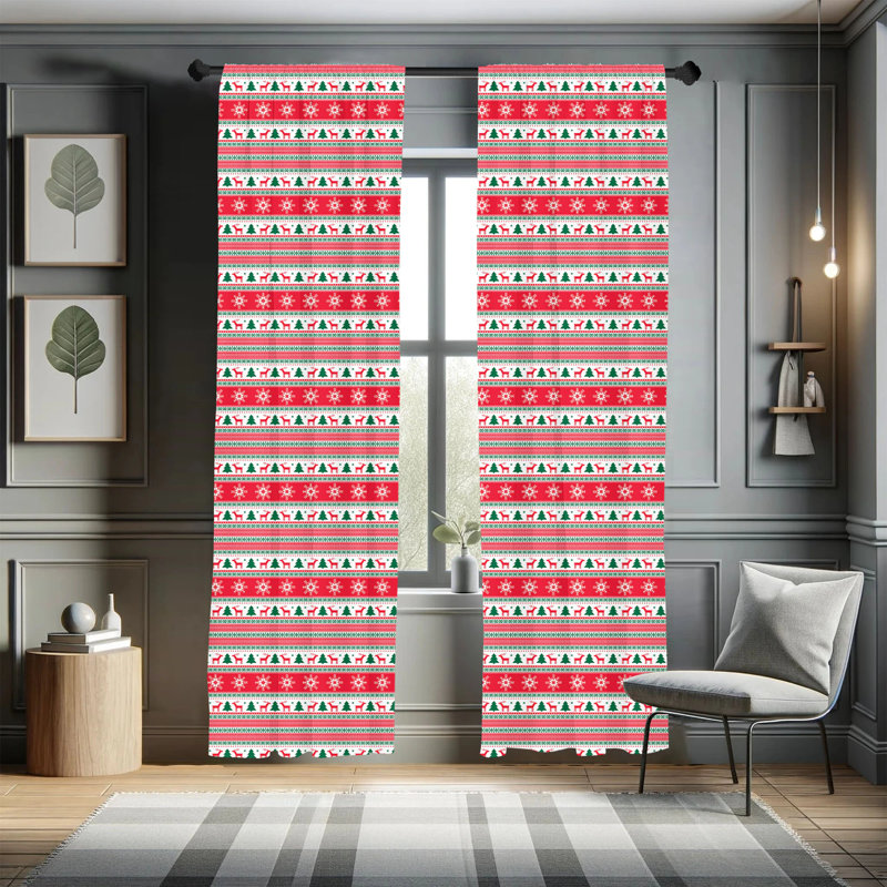 Reindeer Semi-Sheer Rod Pocket Sliding Panel, 28" x 84"
