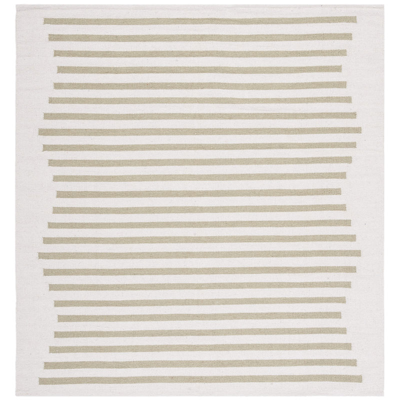 Estuardo Hand Woven Cotton Striped Rug, Square 6'