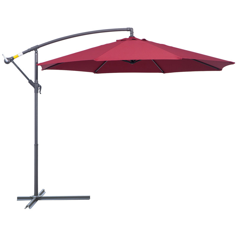 Parasol de patio décalé avec base de parasol en porte-à-faux
