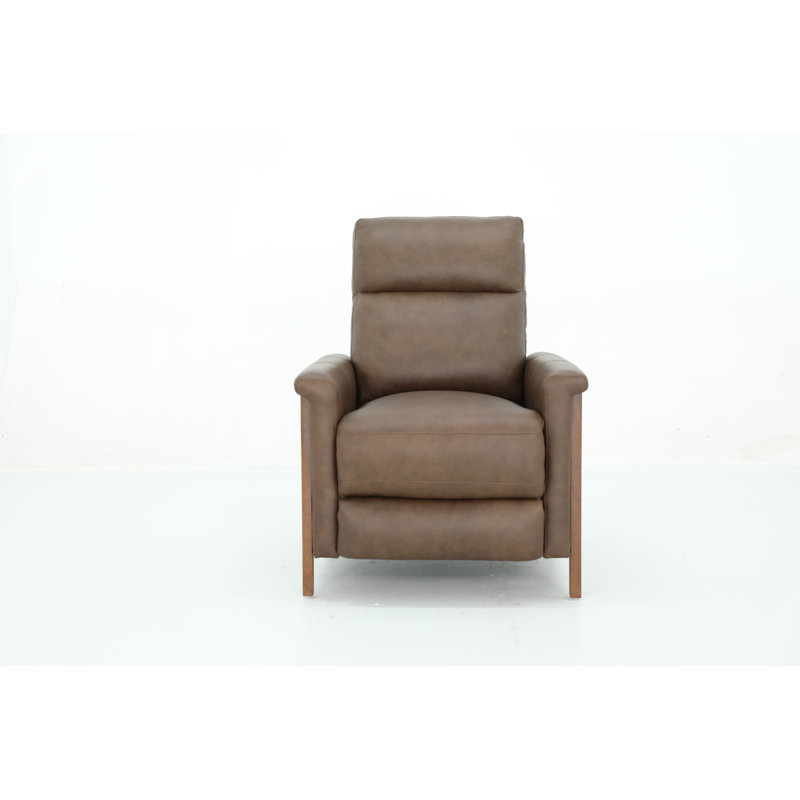 Billie 32" Wide Genuine Leather Manual Standard Recliner, Brown Genuine Leather