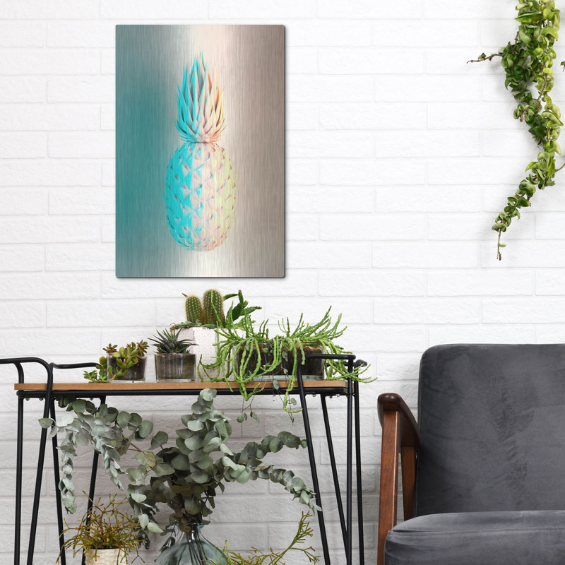 «Delicate Pineapple», art mural en métal, H 16 po x l 12 po