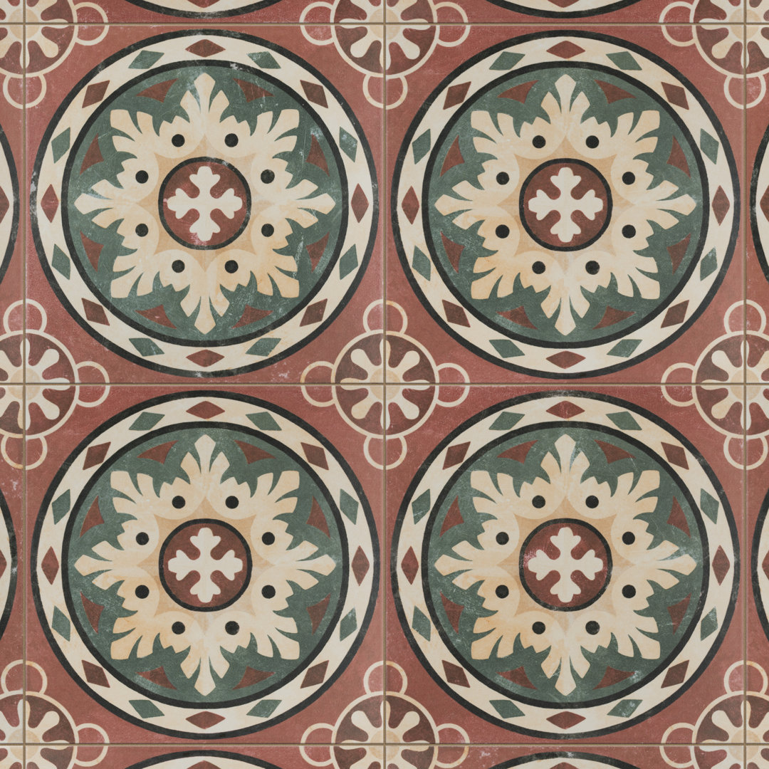 Habana 10" x 10" Porcelain Patterned Wall & Floor Tile Merola Tile