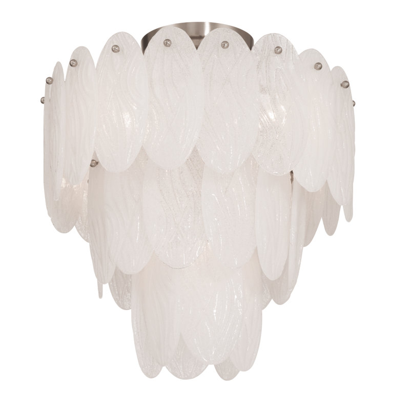 Lustre à 5 lumières et 3 niveaux - Nickel satiné, H 15,63 po x l 16,38 po x P 16,38 po, 3 niveaux