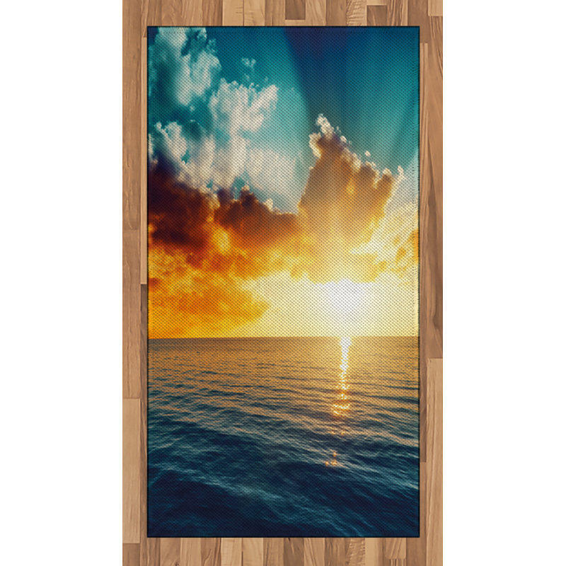 Tapis décoratif en polyester à haute densité à longs fils Sunset, Rectangle 2 pi 7 po x 5 pi
