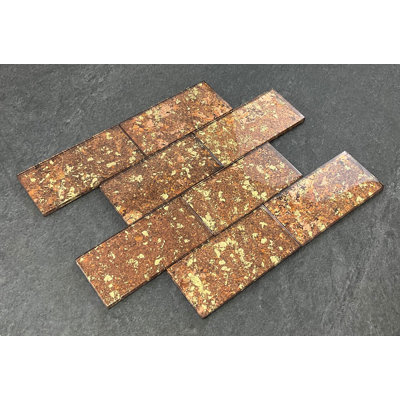 Galaxy 3" x 6" Glass Metal Look Subway Wall Tile