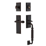 Nostalgic Warehouse New York Plate F Grip Handleset with Single Cylinder Deadbolt and Fleur Lever