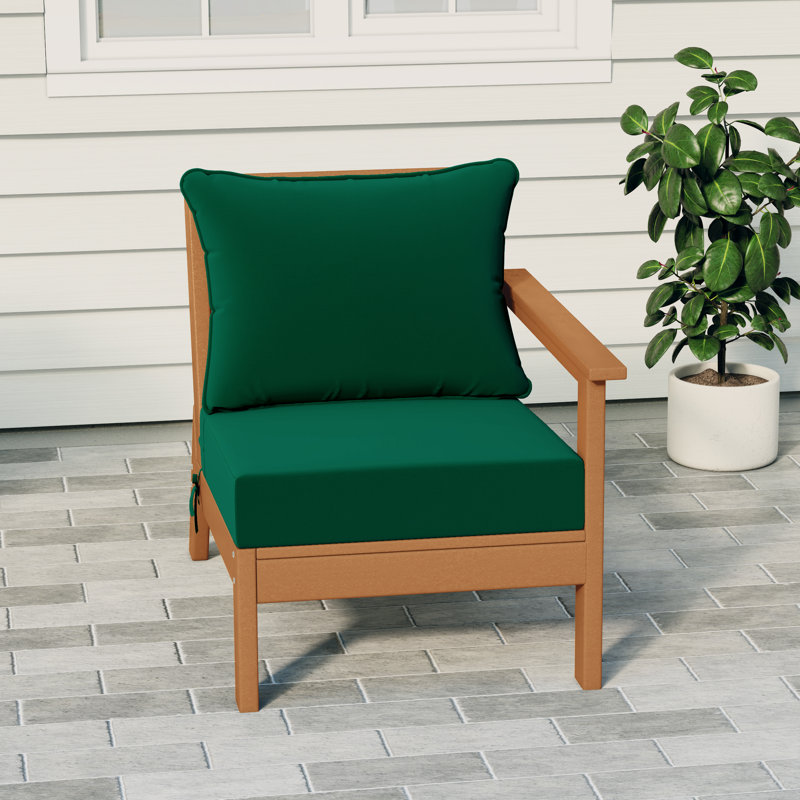 Deep Seating Right Arm Chair With Cushions, Green, Teak