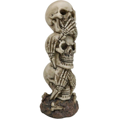 Figurine décorative triple empilable «See See Speak Speak No Evil Skulls»