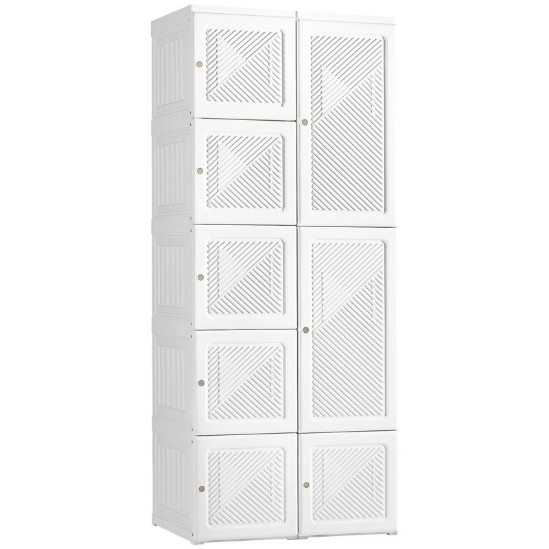 White Modular Portable Wardrobe Closet with Cube Compartments