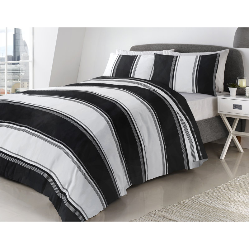 Polyester Striped Duvet Cover Set with Pillowcases Included, Double Duvet Cover, Blush