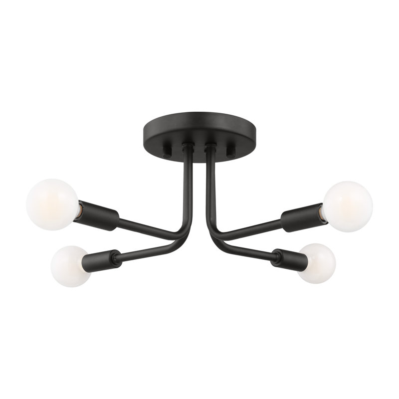 Plafonnier semi-encastré 4 lumières 17,75 po Nealey, Nuit noire