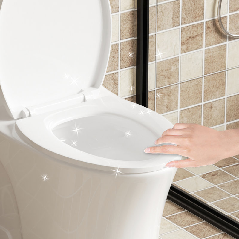 Gloss White Toilet For Bathroom. Comfortable Height, Water Saving. Seat. Elongated Bowl. 1/1.60 , 1000 Gram Flushing Score. Compliant In White. Saving Bathroom Equipment. Comfort Height. Bowl,