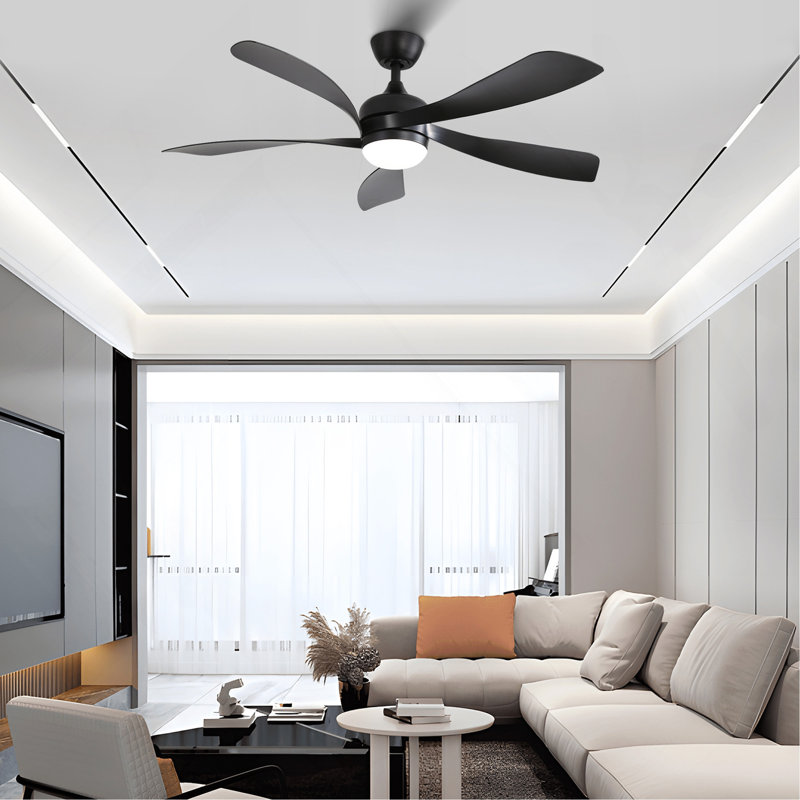 Ventilateur de plafond moderne de 52 pouces avec 3 moteurs à courant continu réversible à télécommande et 5 pales en ABS à intensité variable