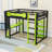 Wood Loft Bed with Desk, Shelves, Power Outlet and RGB Light-1154855165