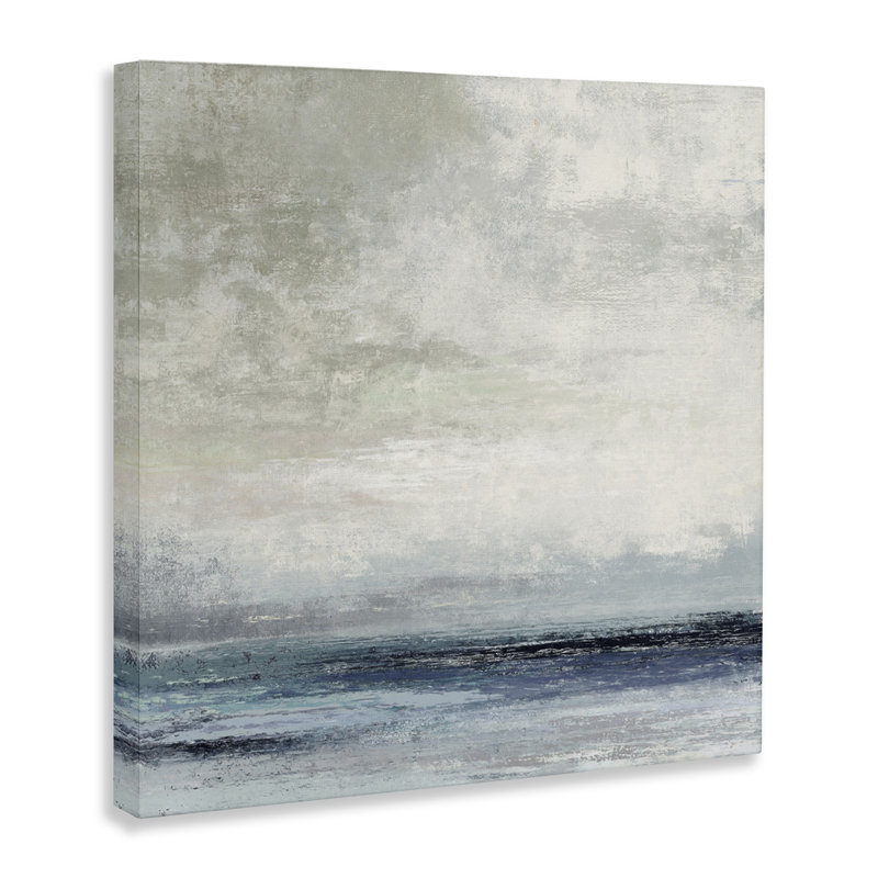 Bord de mer pluvieux, ciel nuageux, abstrait, H 24 po x l 24 po