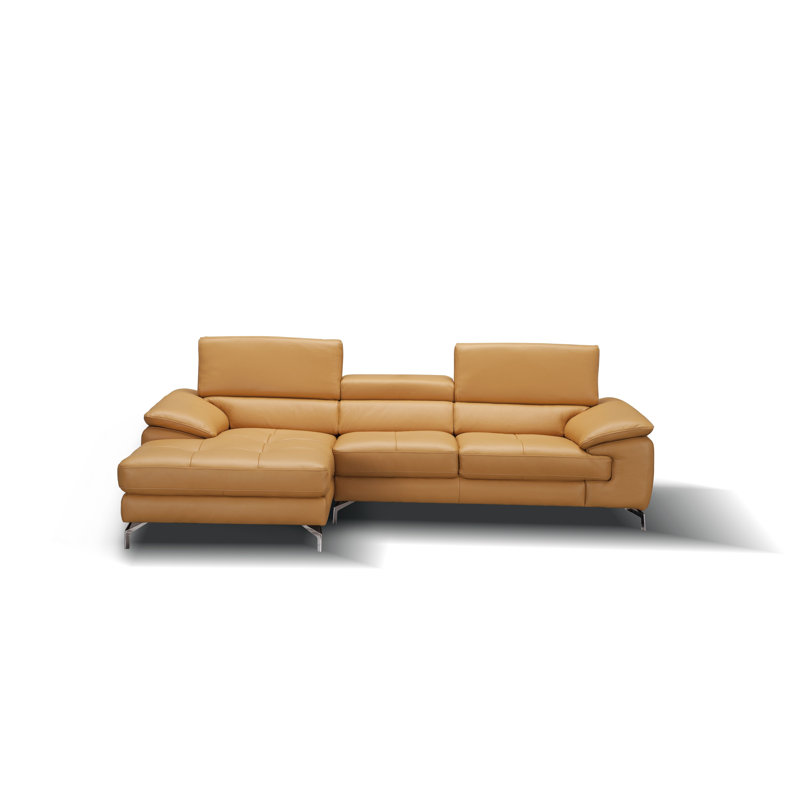 Grasmere Leather L-Shaped Sectional, Red Genuine Leather, Left Hand Facing