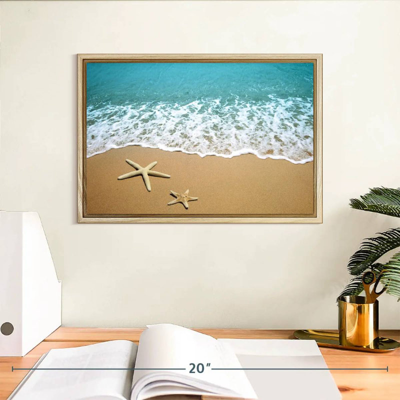 Étoile de mer, Cadre flottant en bois naturel, 13 po x 9 po