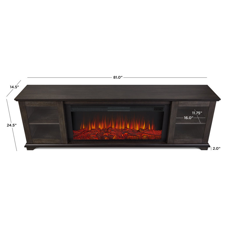 Benjamin 81" Landscape TV Stand with Electric Fireplace by Real Flame, Standard, Weathered Wood