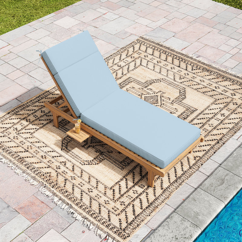 Wynee Outdoor 4'' Chaise Lounge Cushion (1 Pcs), Light Blue, 80" W x 26" D 