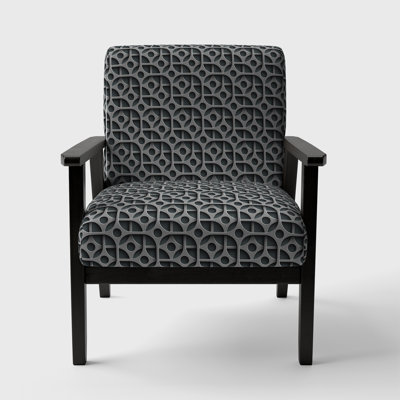 'Ingunna - Squares Pattern - Upholstered Scandinavian Accent Arm Chair