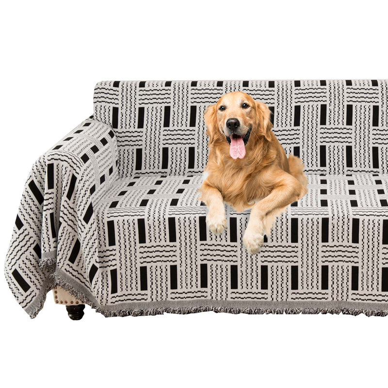 Housse pour canapé en chenille, Lit double, Gris foncé