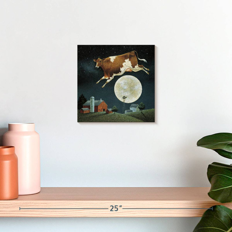 Crowle Cow saute par-dessus la lune, H 10 po x l 10 po