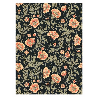 «Botanical William Morris Red Flowers & Botanical Plants III Cottage», reproduction d'art non encadrée