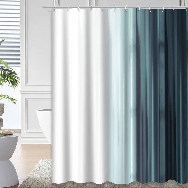 Élégant rideau de douche rayé bleu marine avec 12 crochets, L 72 po x l 78 po