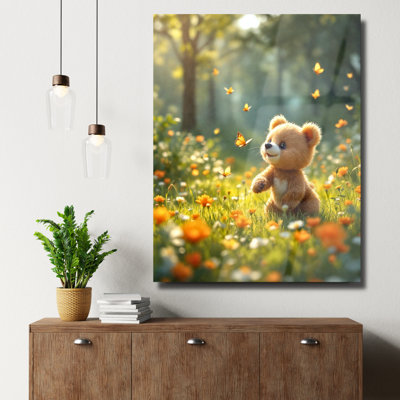 Teddy Bear Tempered Glass Wall Art