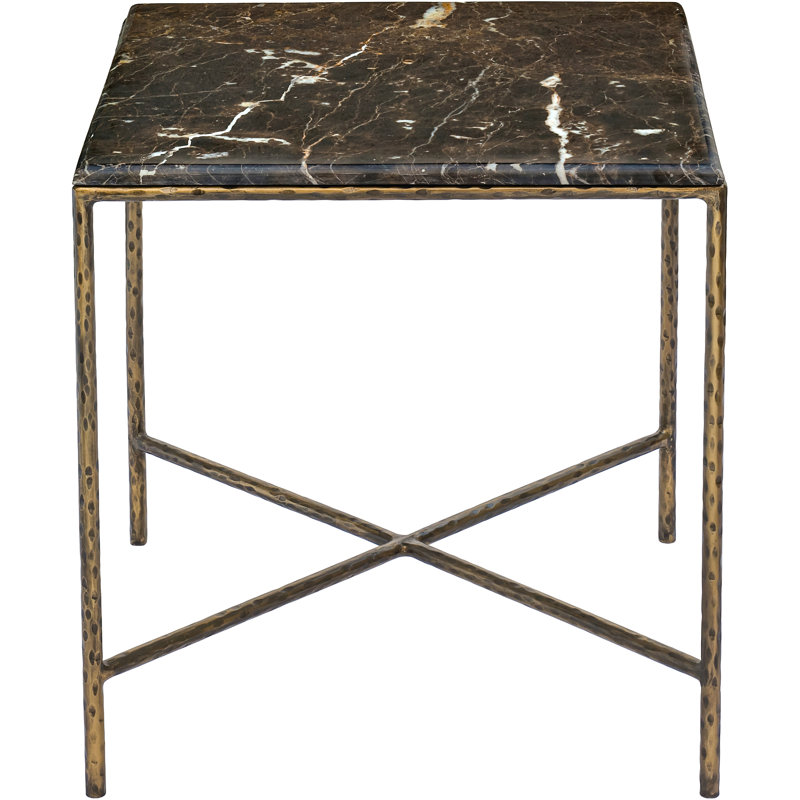 Valen Marble And Iron End Table, Brown