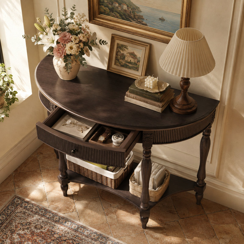Console demi-lune Velmont, Rustique