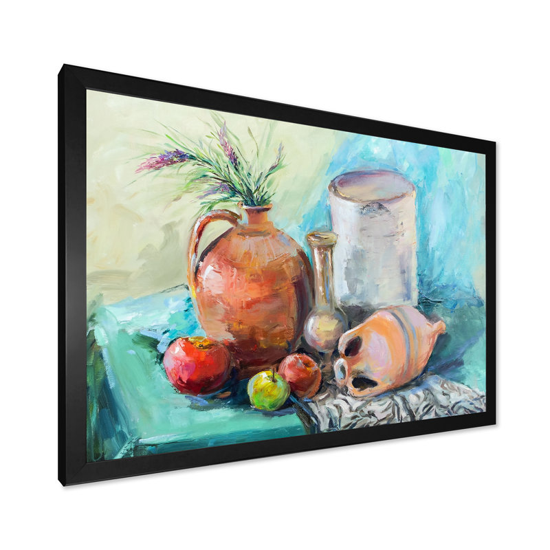 Fleurs et fruits Impressionnisme 8, Cadre noir, H 12 po x l 8 po x P 1 po