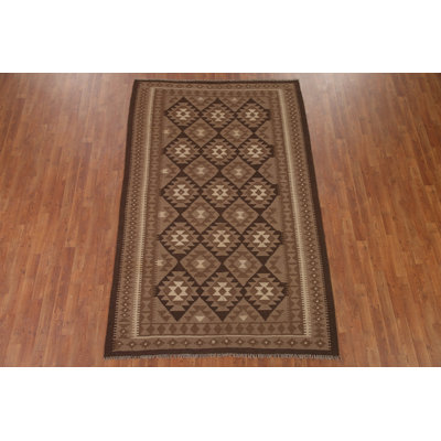 Brown Wool Kilim Oriental Area Rug 5x8