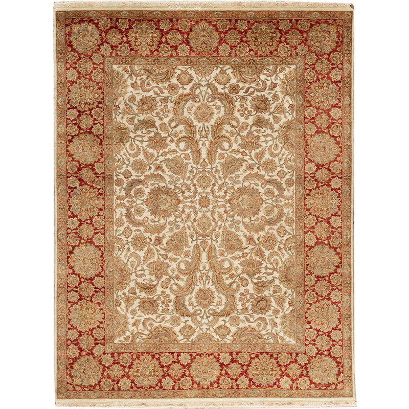 Wool Oriental Area Rug in Ivory/Rust