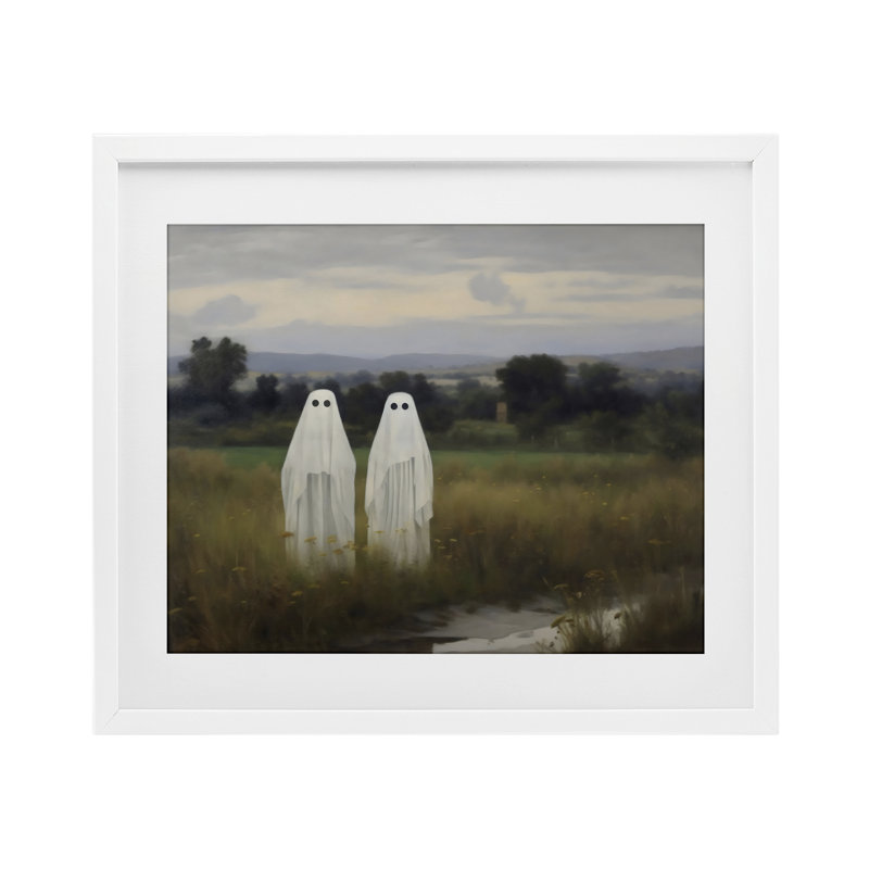 «Ghost Duo in Field», reproduction encadrée sous verre, design par LSR Design Studio, H 17 po x l 21 po, Cadre blanc côtier