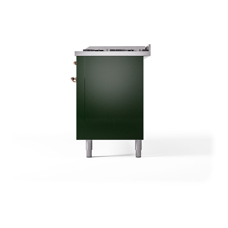 ILVE Nostalgie II Noblesse 60 po à deux brûleurs, 9 brûleurs, plaque chauffante, Vert émeraude / cuivre, Gaz naturel