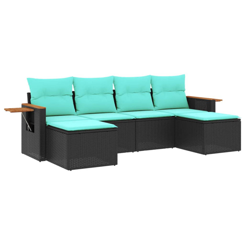 Ensemble de conversation de jardin avec canapé d'extérieur noir et bleu