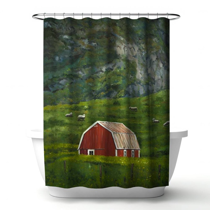 Shower Curtain LA183 – Polyester Shower Curtain, Dye Sublimation Print, 71" W × 74" L