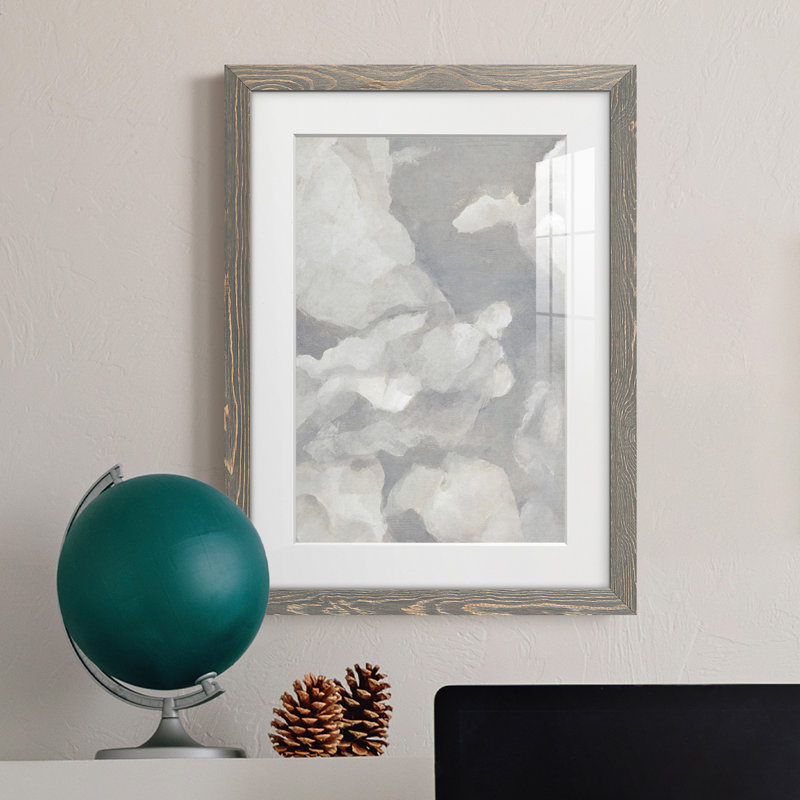 " Scattered Sky I " Painting Print, 20" H x 17" W x 1" D, Light Grey